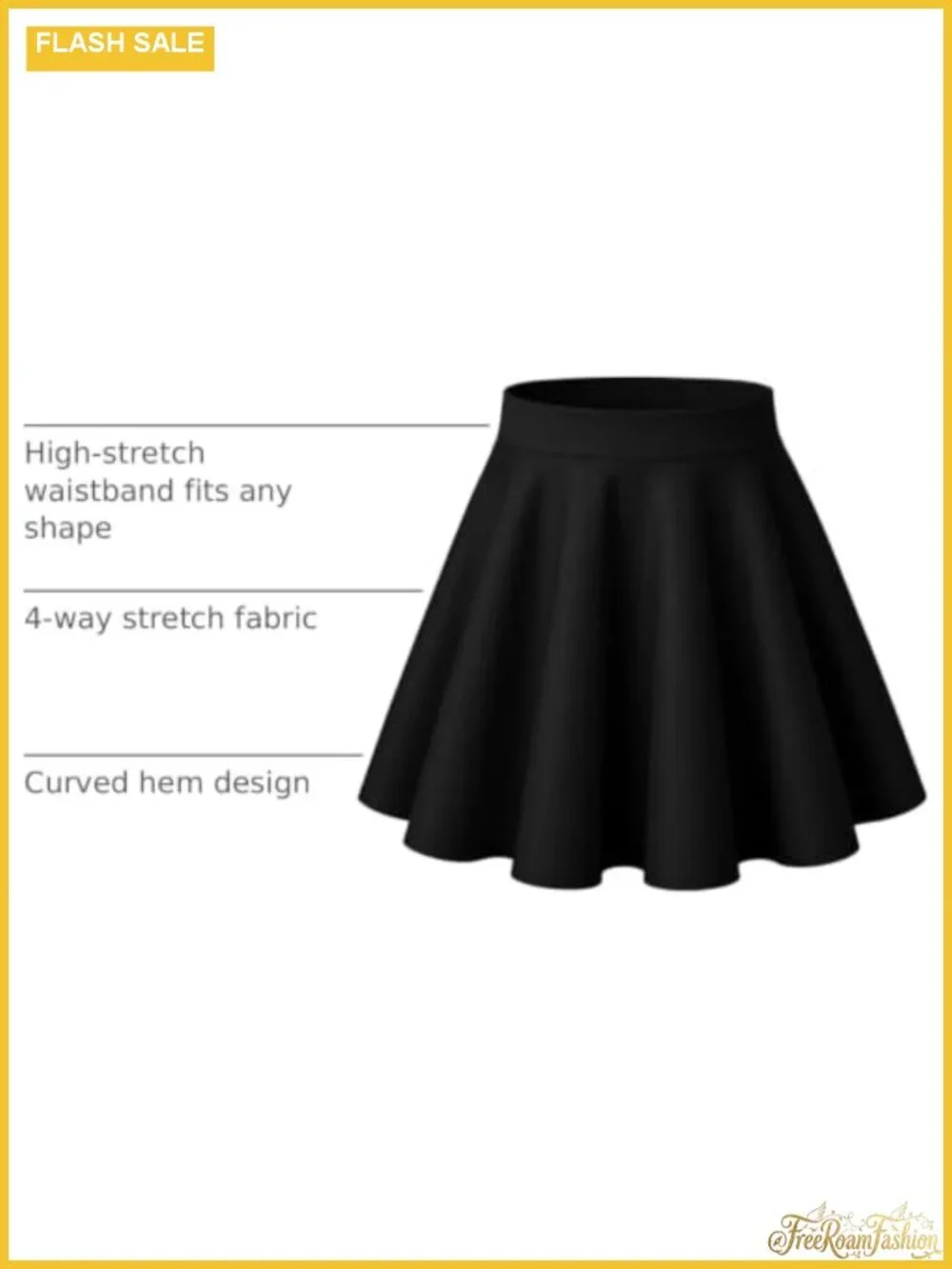 Women's Pleated Mini Skater Skirt High Waist Flared A-Line Stretchy